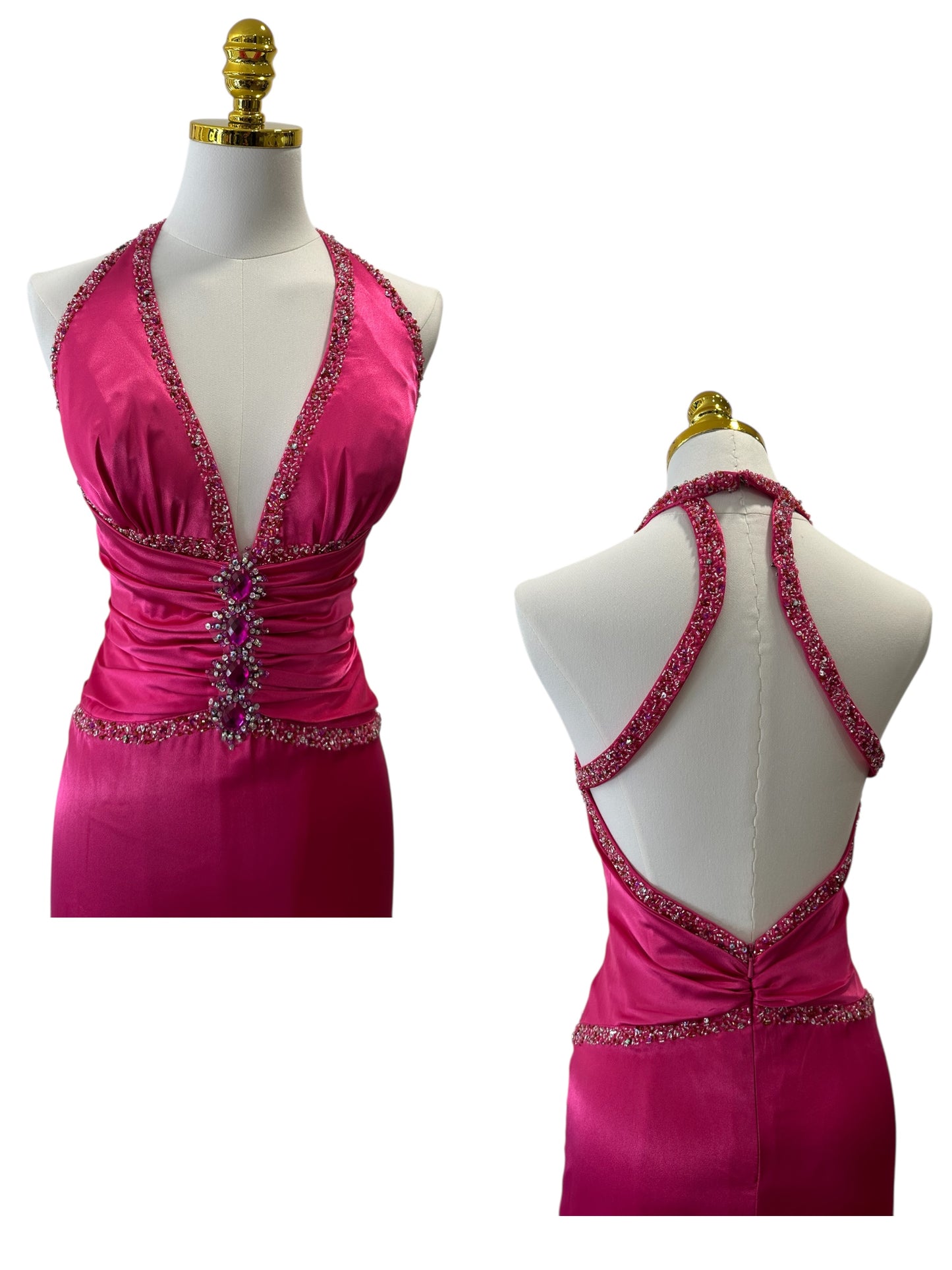 Vintage Pink Beaded Silk Dresss