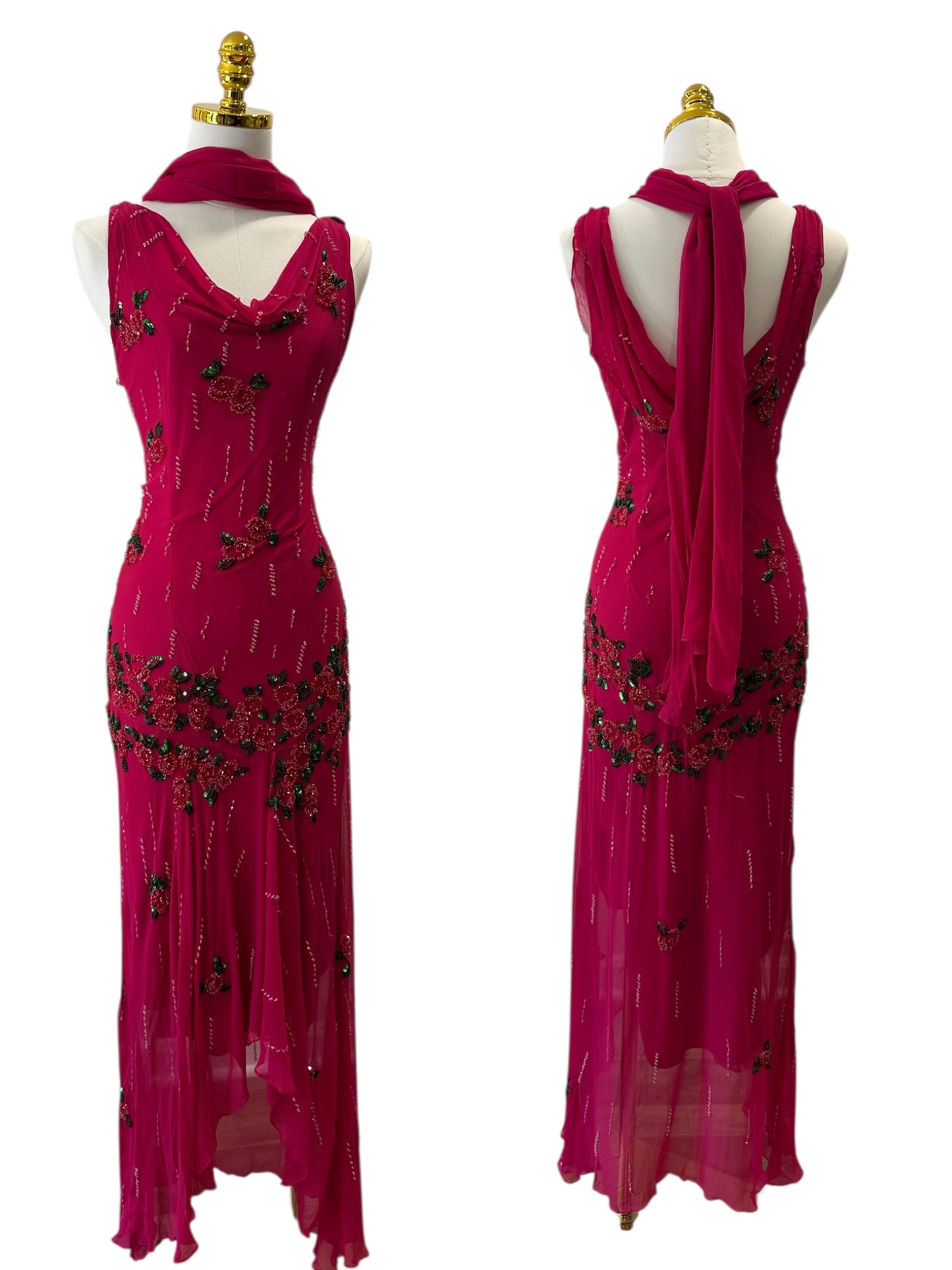 Rare Couture Emerald Beaded Dress