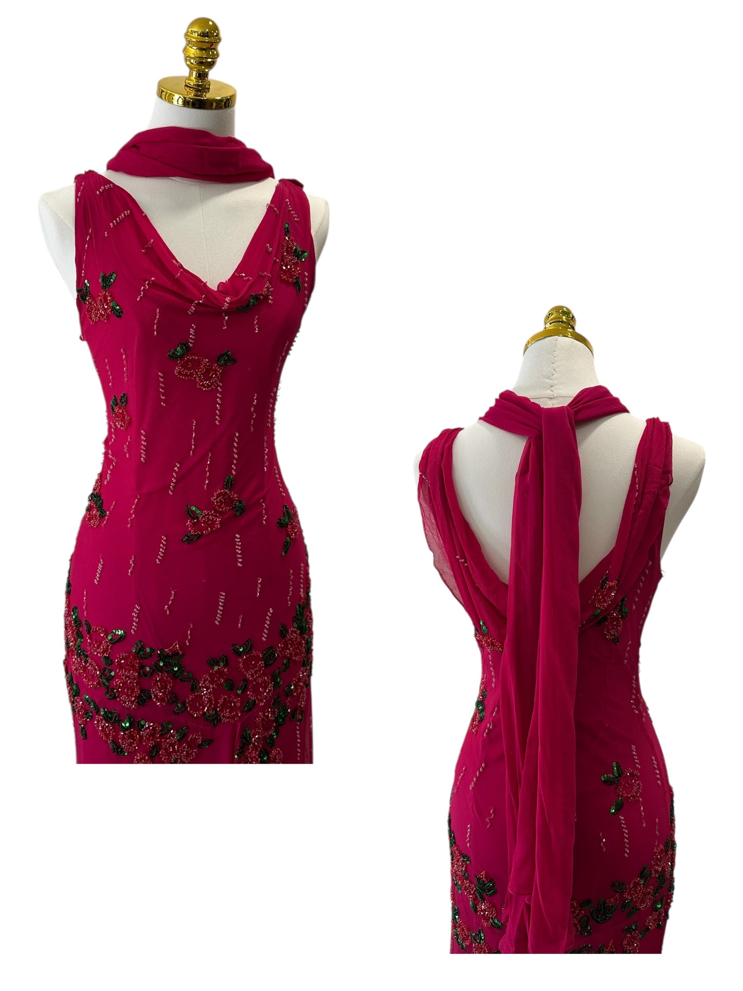 Rare Couture Emerald Beaded Dress